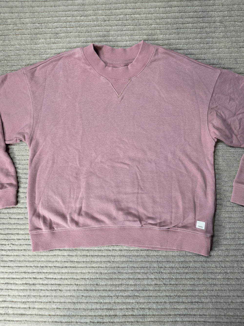 Vuori Sedona Weekender Crew Sweatshirt Pullover Womens Size XS Dusty Rose Pink